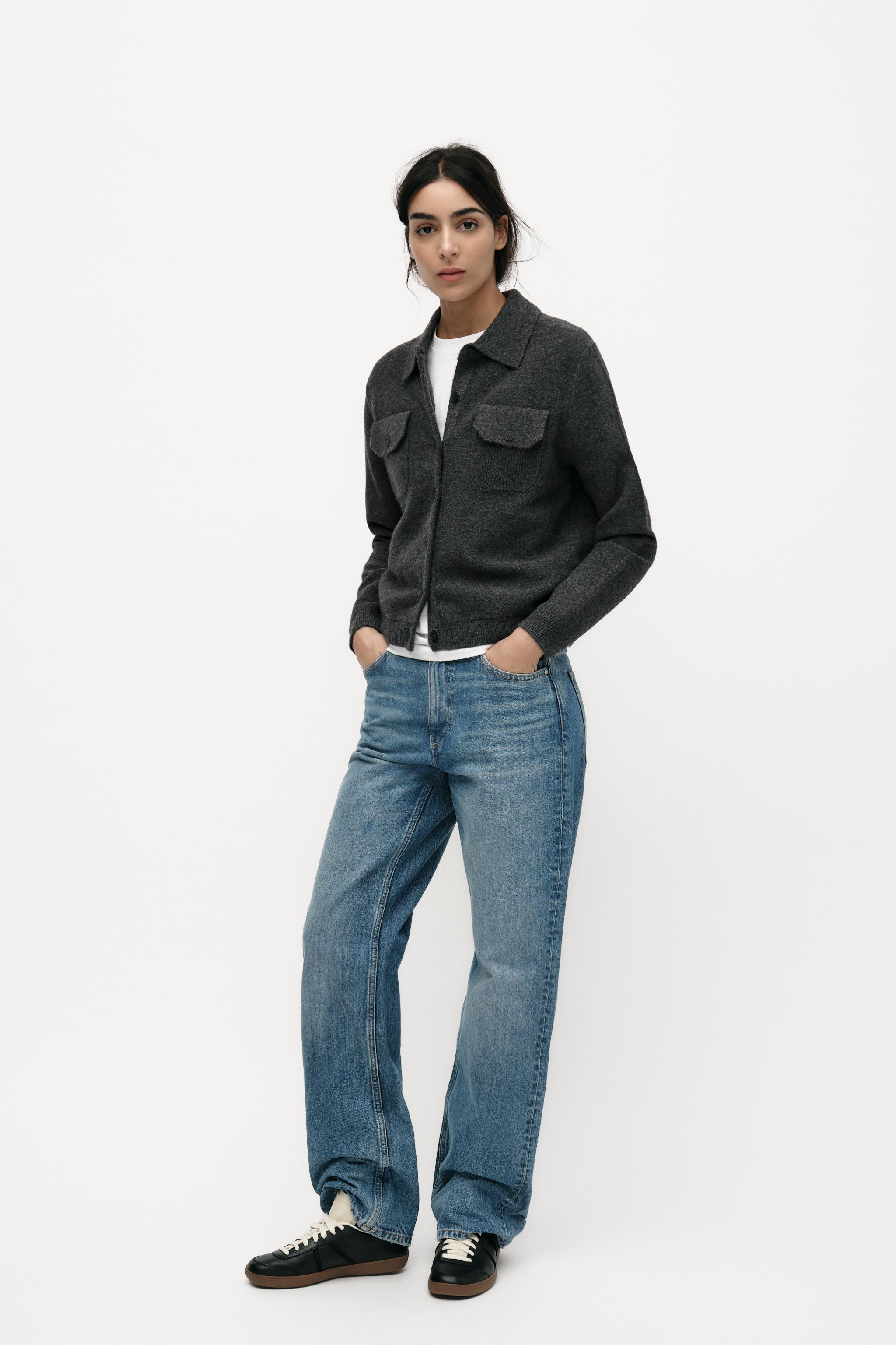 PLAIN KNIT POLO COLLAR JACKET | Zara UK