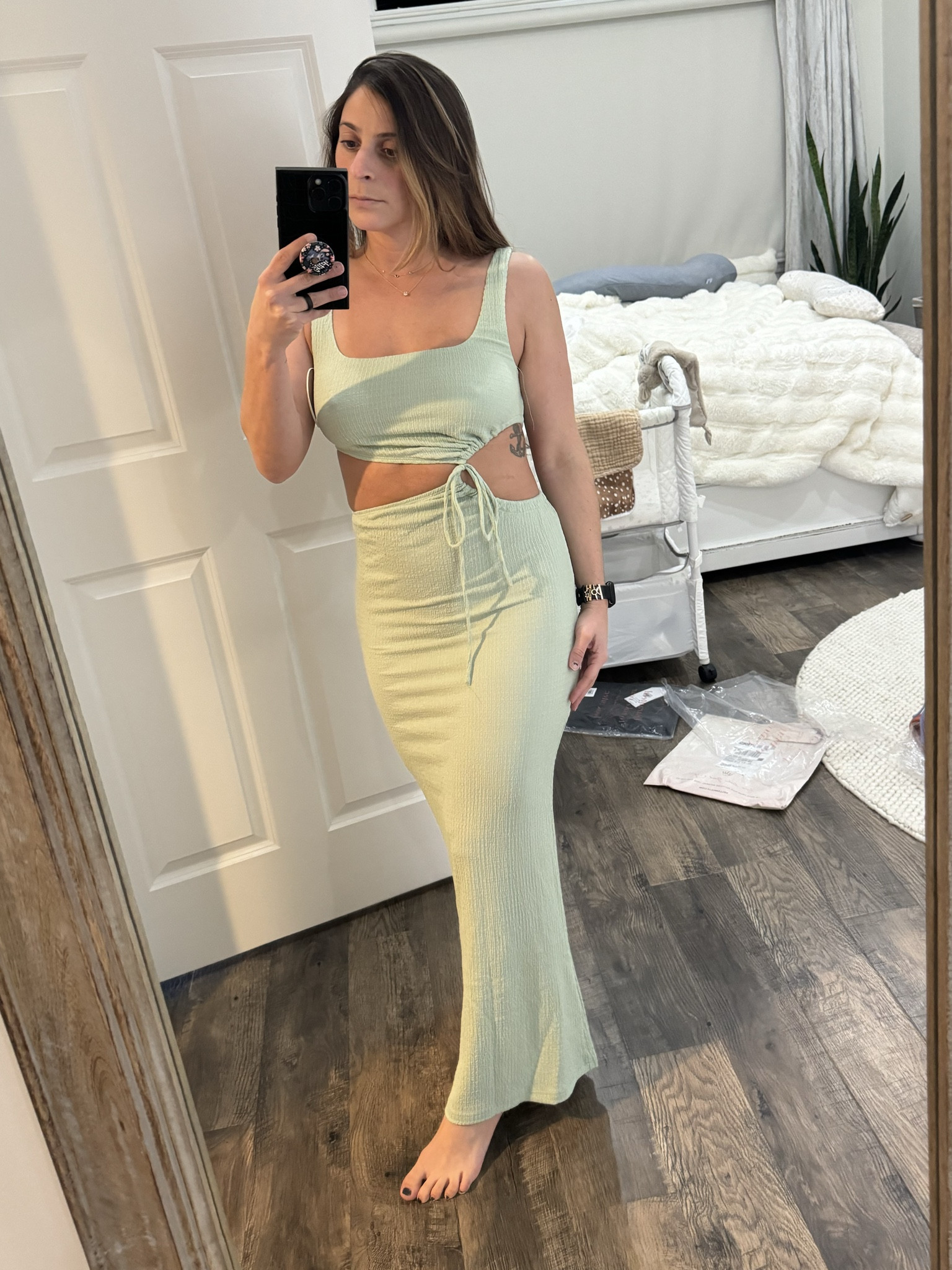 Resort vacation looks for my upcoming trip to Hawaii! Love this sage green cutout midi dress! Super comfy and lightweight ! Also comes in a pink and tan color way as well!

#LTKfindsunder100 #LTKSpringSale #LTKstyletip
