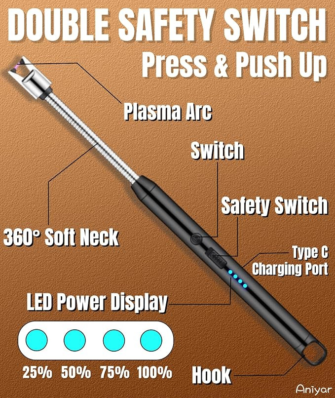 Christmas Stocking Stuffers - 3 Pack Electric Lighter with 360° Flexible Neck & LED Display, Bir... | Amazon (US)