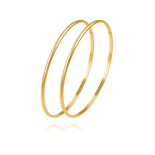 18K Gold Plated Minimalist Dainty Bangle Bracelets for Women Smooth Stackable Ideal Gift | Amazon (US)