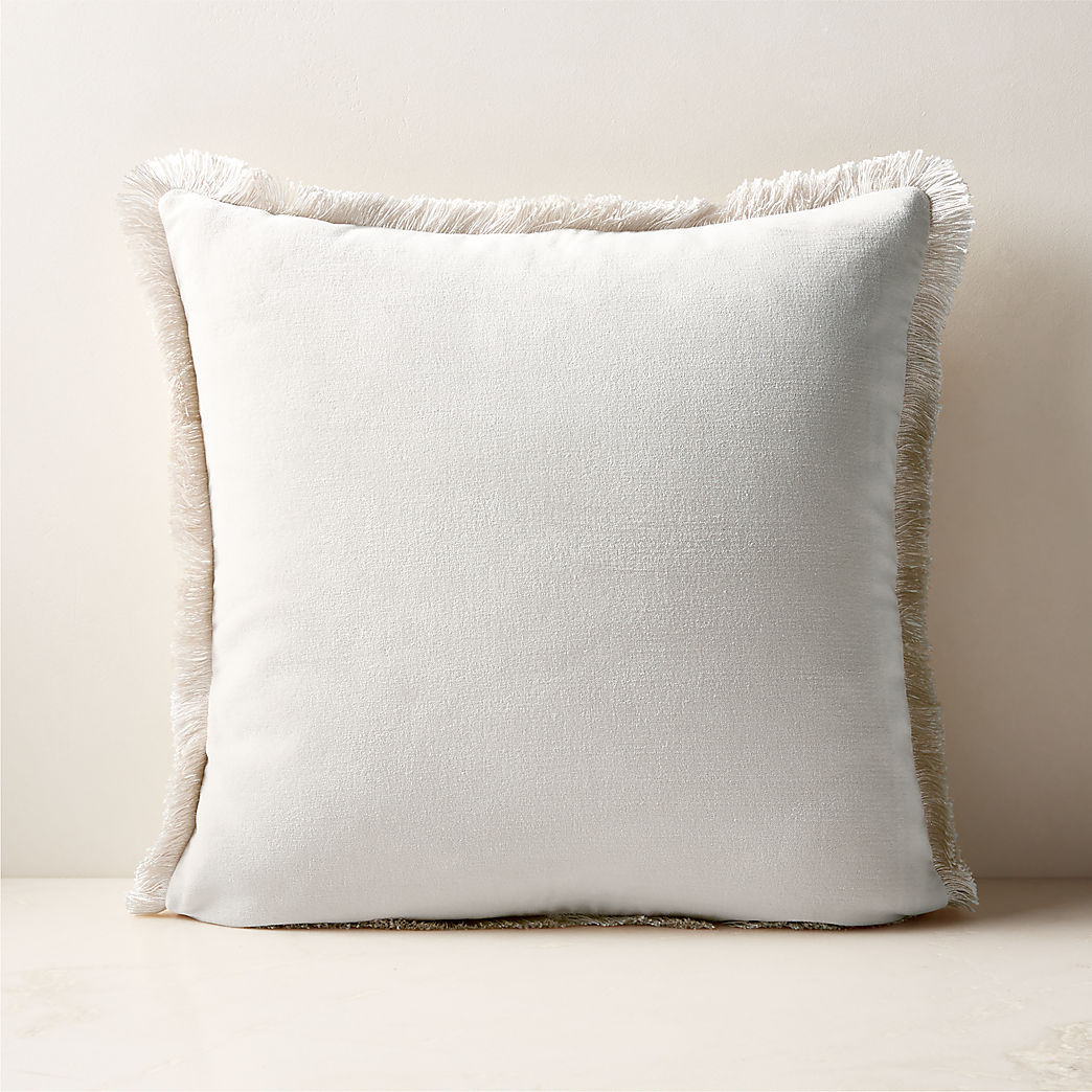 Bettie Warm White Velvet Throw Pillow with Down-Alternative Insert 20"x20" + Reviews | CB2 | CB2