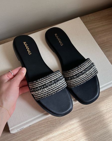 Black flat slide sandals with fabric  Use code DANA20 for 20% off Kaanas sandals

#sandals #flatsandals #summersandls #blacksandals

#LTKSeasonal #LTKFestival #LTKshoecrush