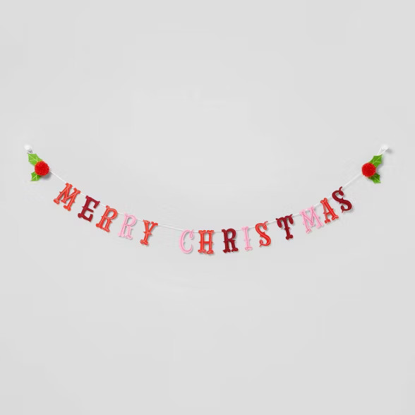 6ft Die-Cut Merry Christmas Garland Red/Pink - Wondershop™ | Target