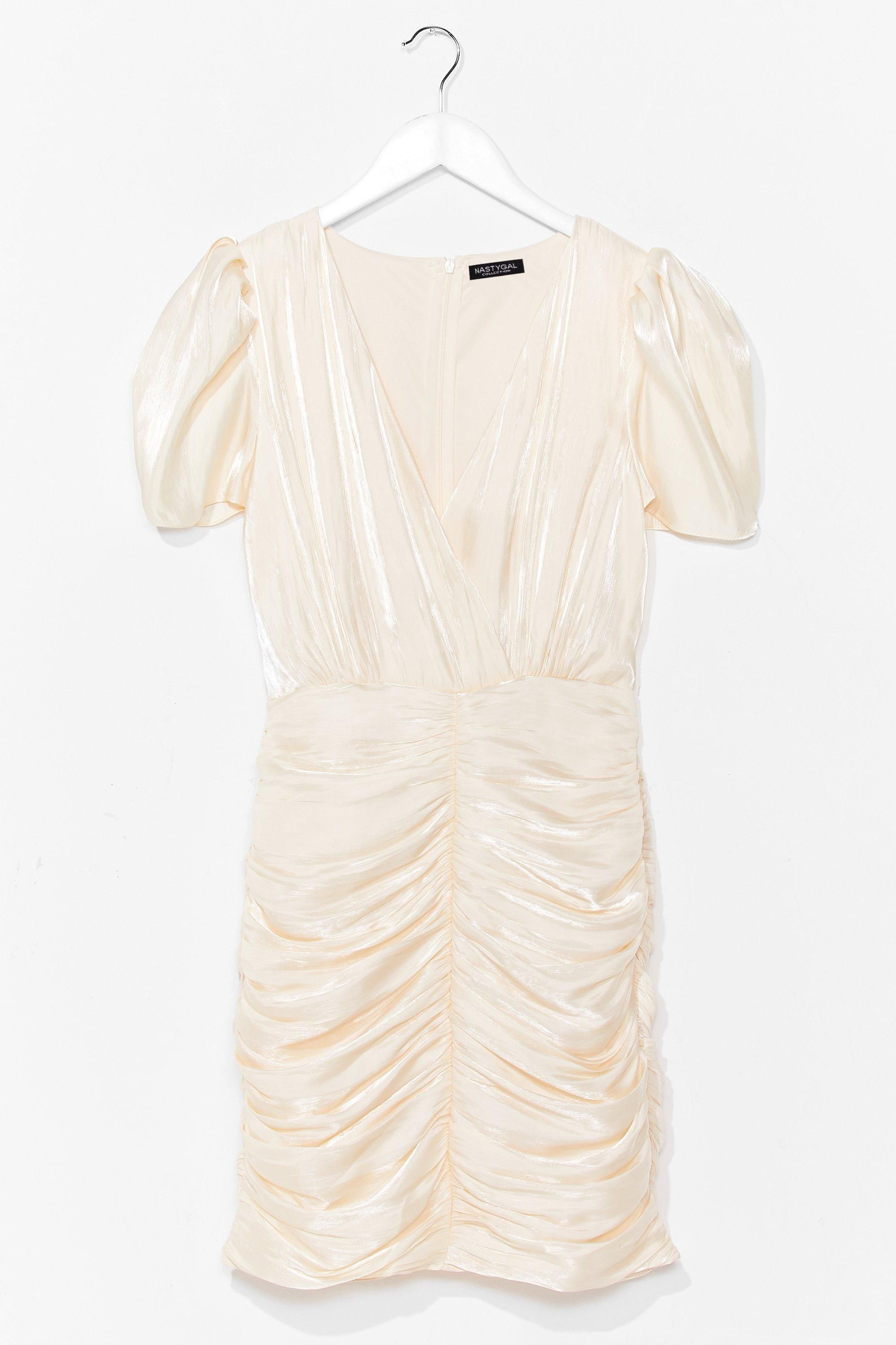 Satin Pleated Ruched Mini Dress | Nasty Gal (US)