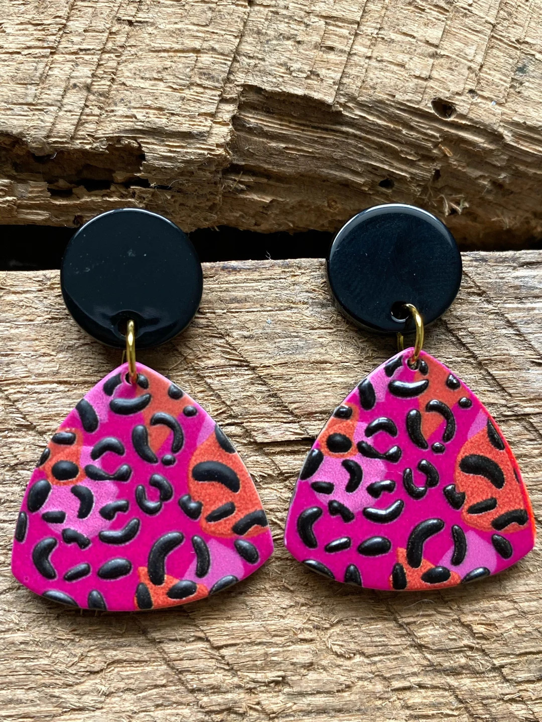 Pink Leopard Earrings, Acrylic Earrings, Lightweight Earrings, Statement Earrings, Pink Earrings,... | Etsy (US)