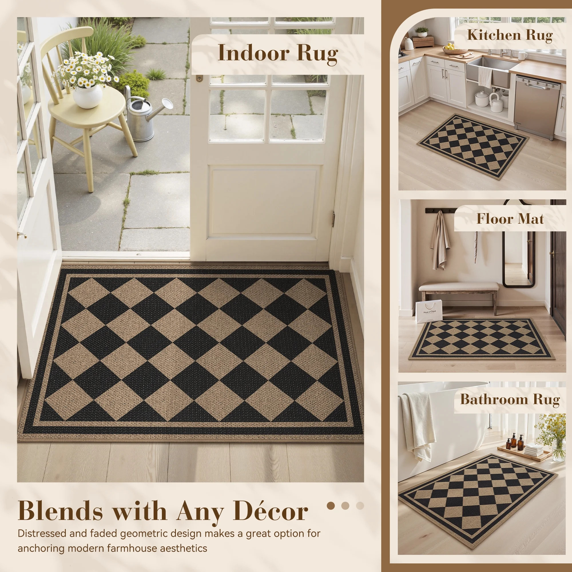 VUNATE Doormat for Inside 24"x35" Entryway Rugs Non Slip Absorbent Welcome Mat Easy Jute Dirt Tra... | Walmart (US)