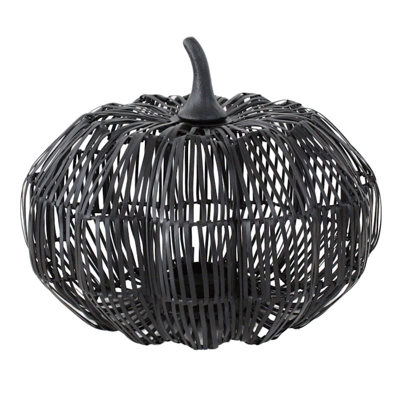 Homespun Halloween Black Round Wire Pumpkin | At Home