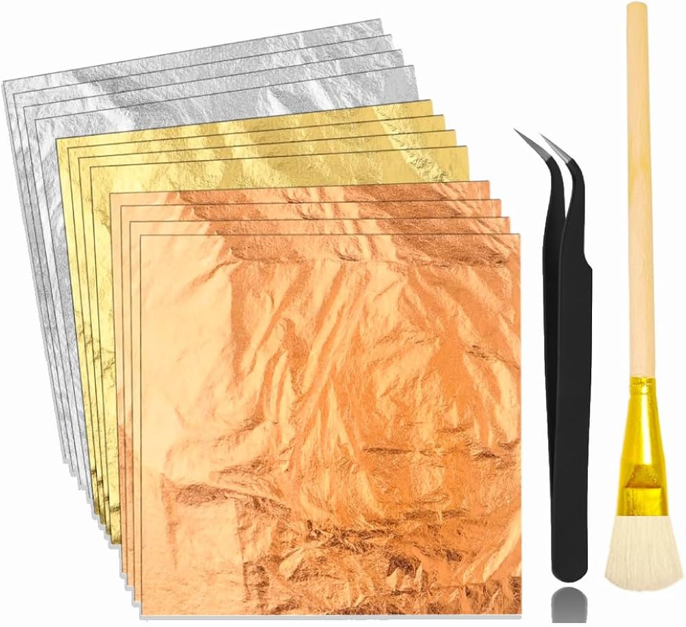 Gold Leaf Sheets for Art, 3 Colors 150 Sheets Gold Foil Sheets for DIY Crafts Decor,Painting, Res... | Amazon (US)