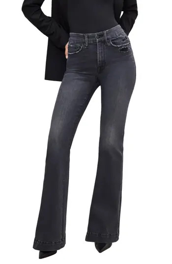 Good American Always Fits Good Legs Flare Jeans in Black325 at Nordstrom Rack, Size 20-26 | Nordstrom Rack