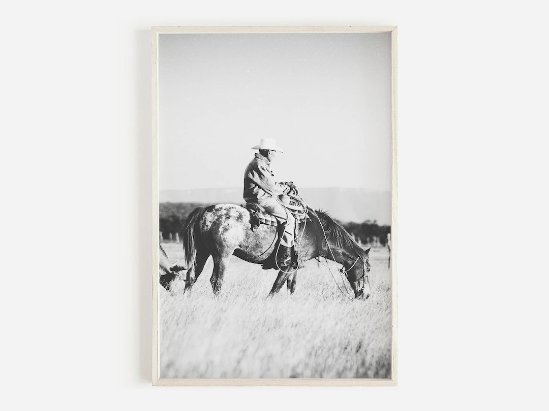 Cowboy Print, Western Decor, Southwestern Wall Art, Western Wall Decor, Cowboy Art, Black and Whi... | Etsy (US)