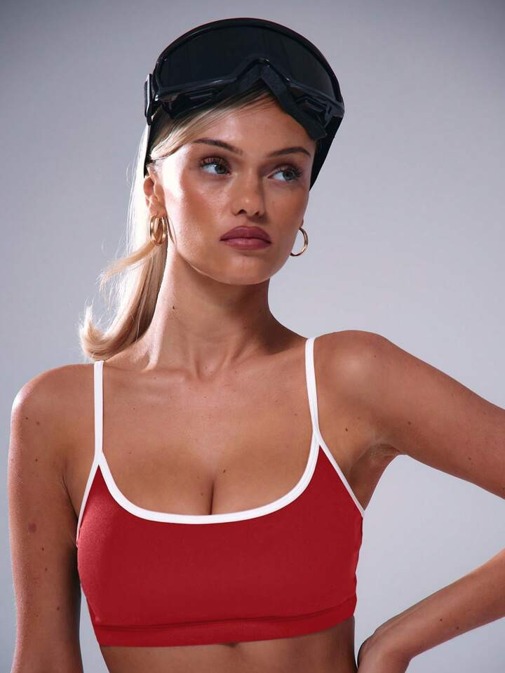 Musera Sport Contrast Trim Scoop Neck Sport Bra | SHEIN