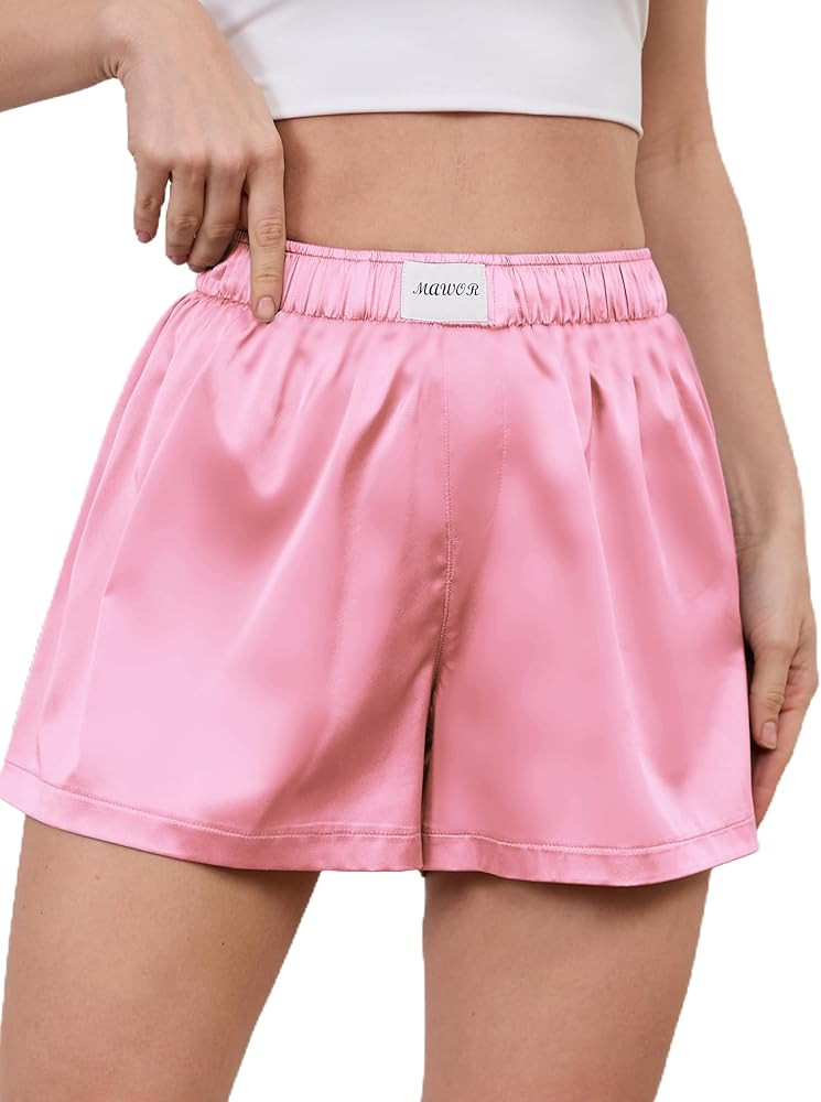 Mawor Womens Silk Summer Boxer Shorts Soft Comfy Pajama Sleep Lounge Satin Bottoms Sweat Cute Flo... | Amazon (US)