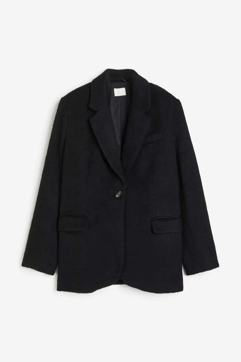 Oversized wool-blend blazer - Black - Ladies | H&M GB | H&M (UK, MY, IN, SG, PH, TW, HK)