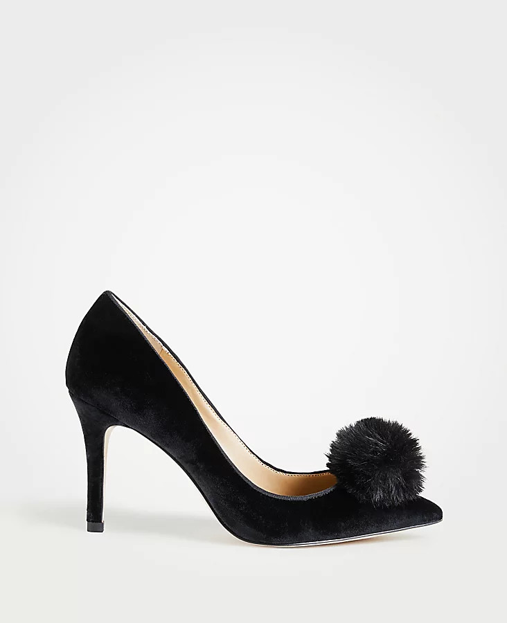 Shaye Velvet Pom Pom Pumps | Ann Taylor | Ann Taylor (US)