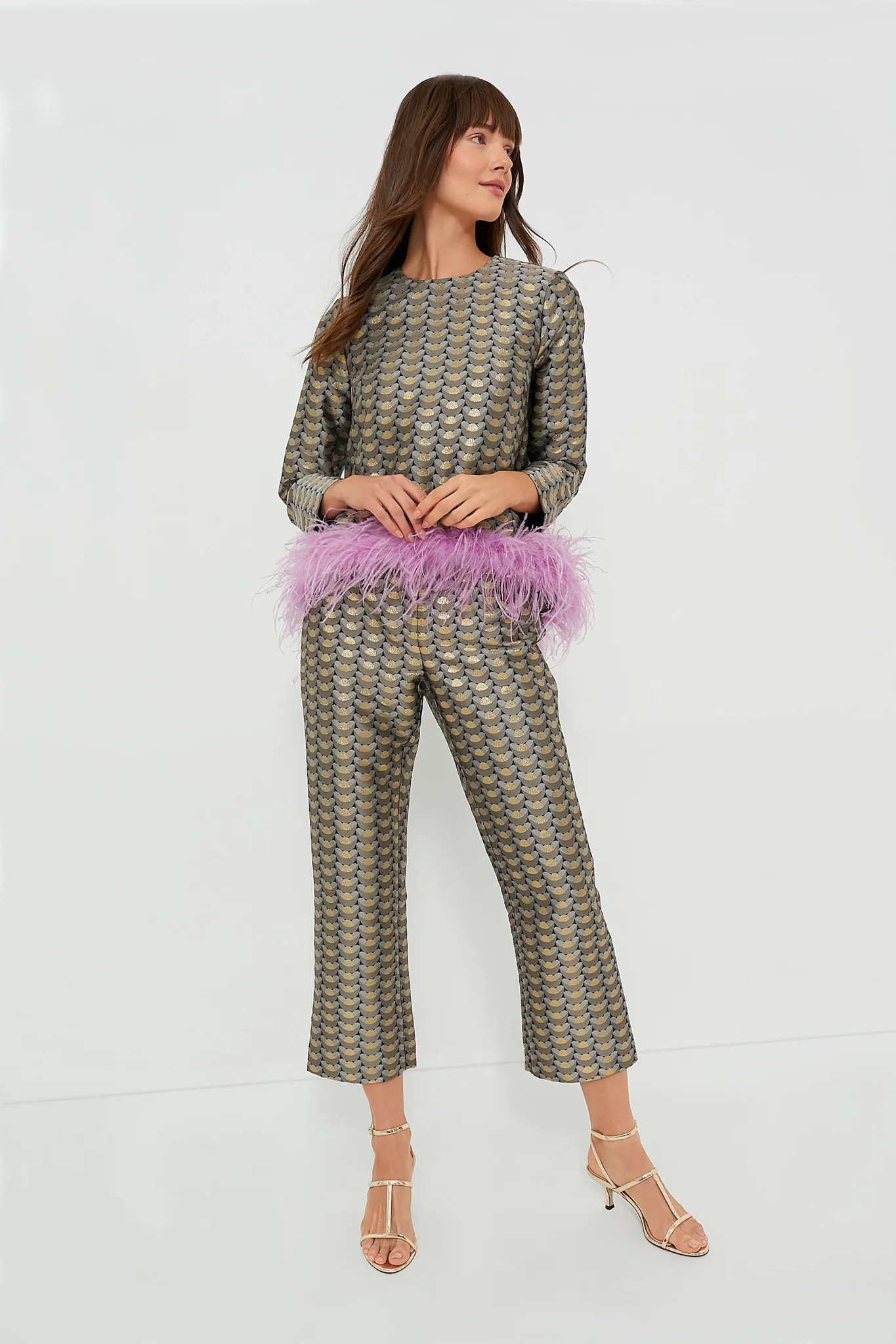 Feathered Champagne Pop Tara Blouse | Tuckernuck (US)