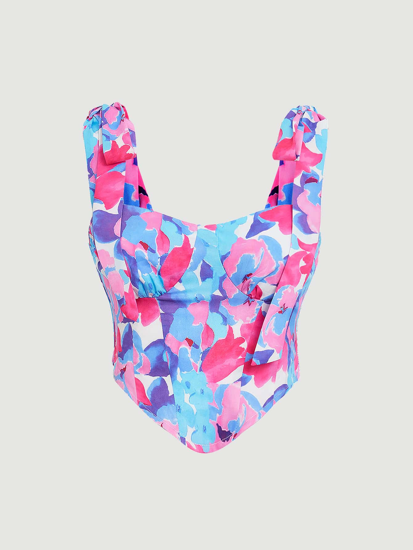 SHEIN MOD Floral Print Knotted Shoulder Ruffle Hem Top
       
              
              $7.49... | SHEIN