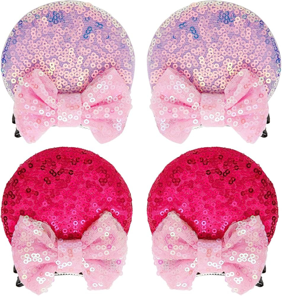 2 Pairs Sequin Mouse Ears Hair Clip birthday mouse ear Bows clip for Kids Girls Women, Mice... | Amazon (US)