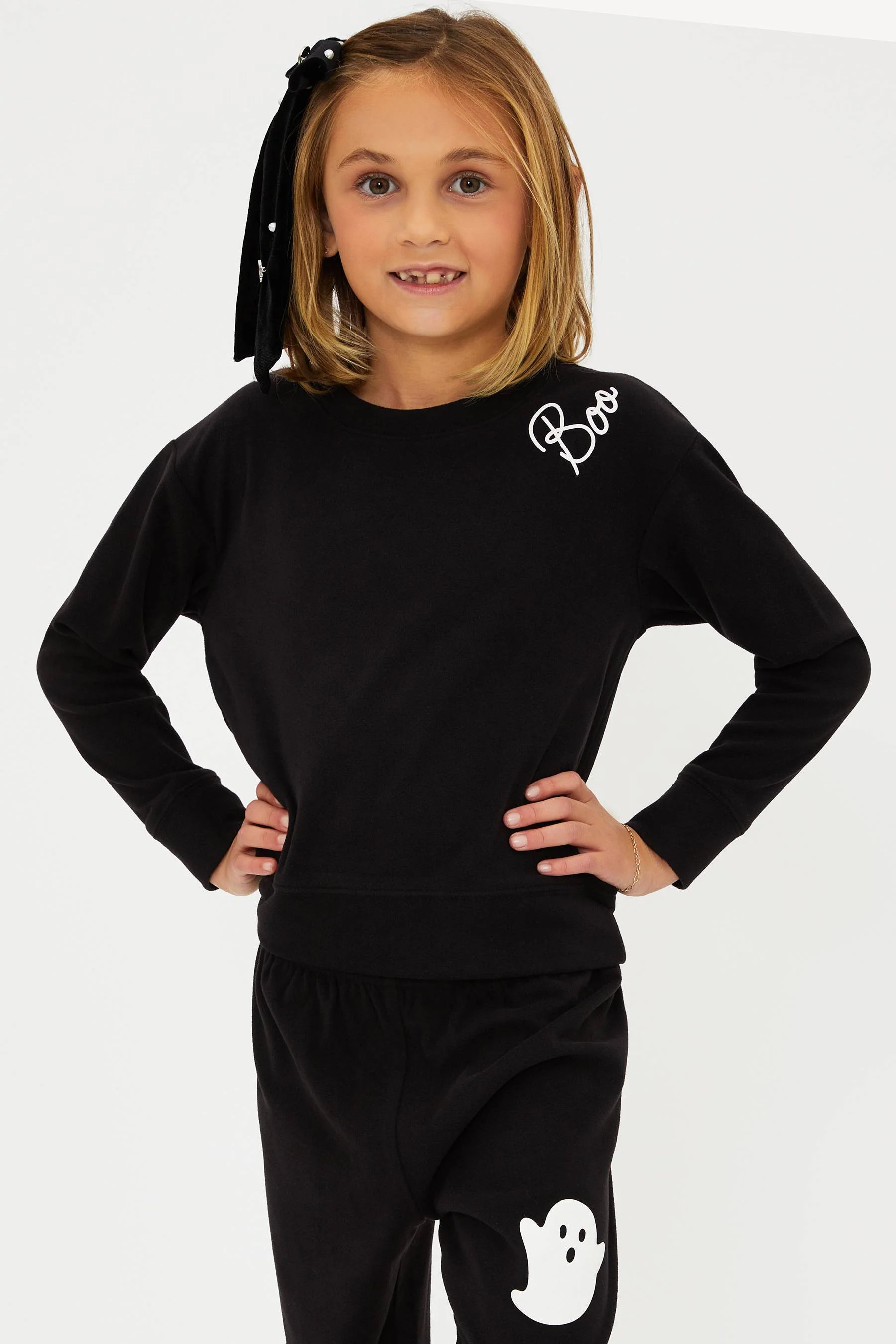 Little Cassia Top Boo Black | Girls Halloween Sweater | Beach Riot | Beach Riot