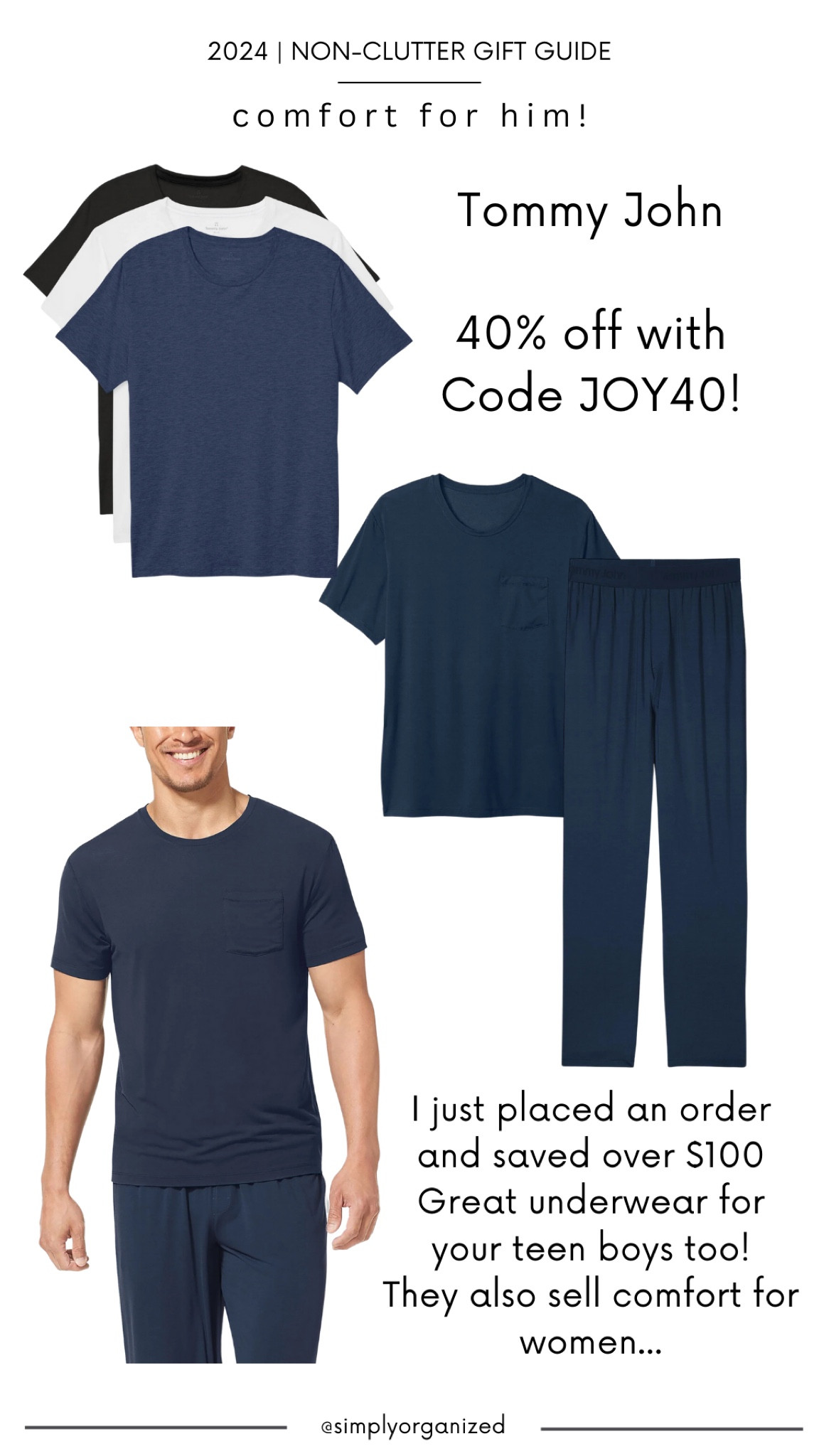 I can’t believe the sale going on right now at Tommy John! If you use the code JOY40 you get 40% off your order. Yay! 

I just placed an order for my boys, who wear Tommy John underwear. What a great deal! They also sell amazing comfortable clothes, pjs and underwear for women too! Awesome gift!

#LTKMens #LTKGiftGuide #LTKSaleAlert