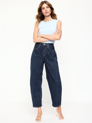 High-Waisted Barrel Ankle Jeans | Old Navy (US)