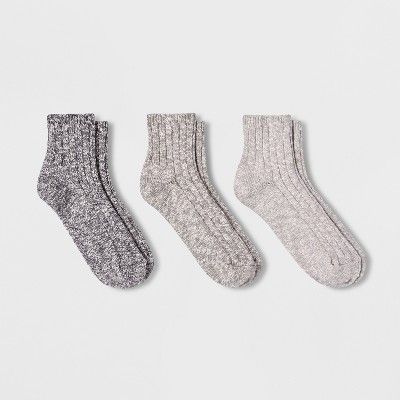 Women&#39;s Slub 3pk Ankle Socks - Universal Thread&#8482; - Black/Gray 4-10 | Target