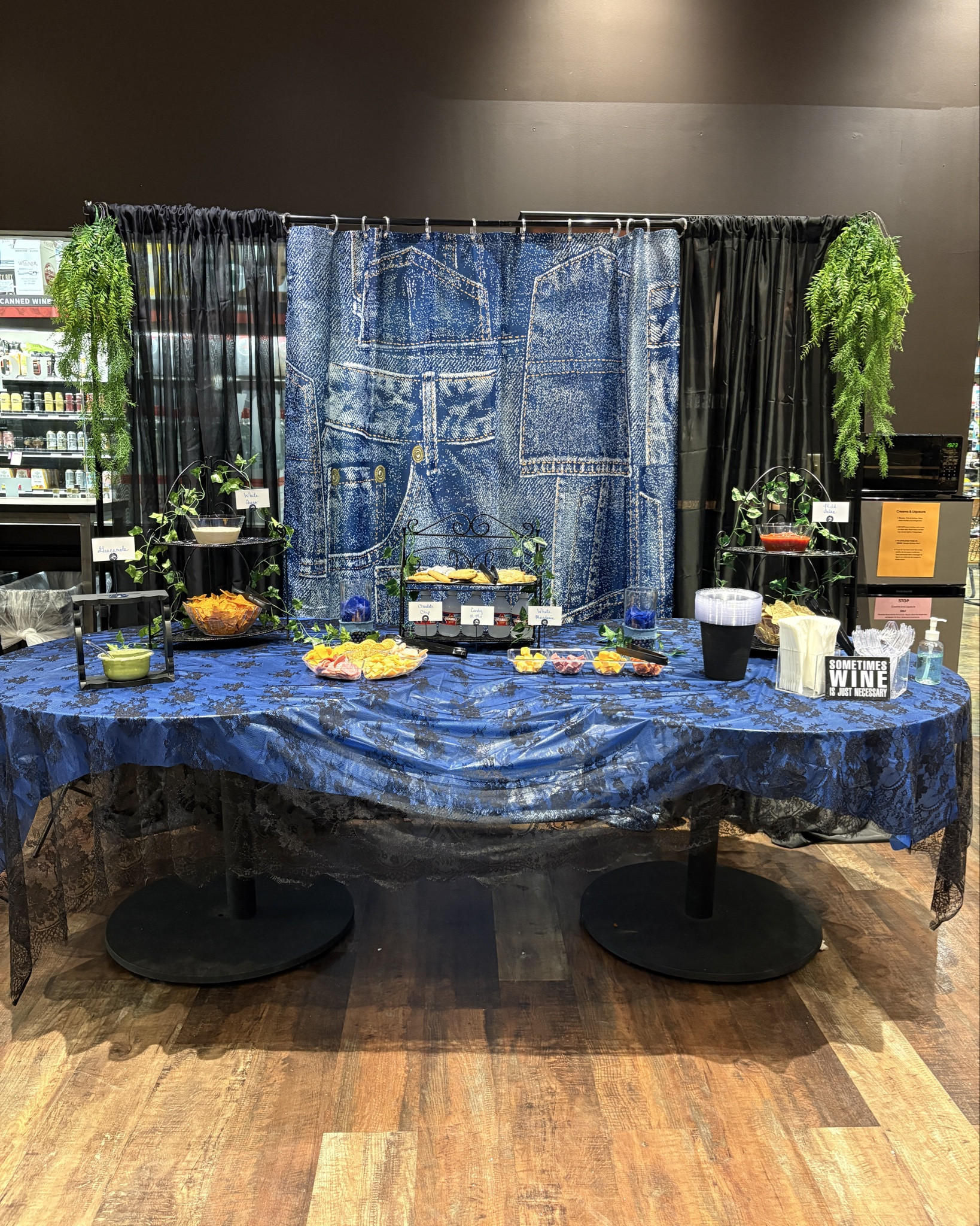 Simple setup for a denim and black lace themed wine tasting event 


#LTKHoliday #LTKSeasonal #LTKParties