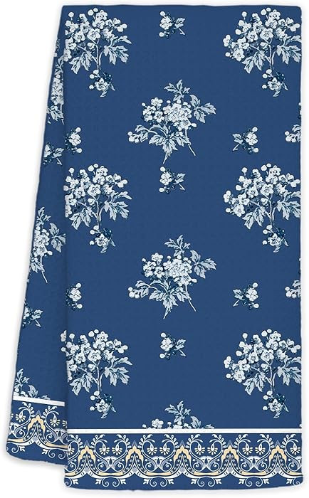 Navy Blue Chinoiserie Floral Kitchen Towels 16x24 Inch, Grandmillennial French Toile Flower Decor... | Amazon (US)