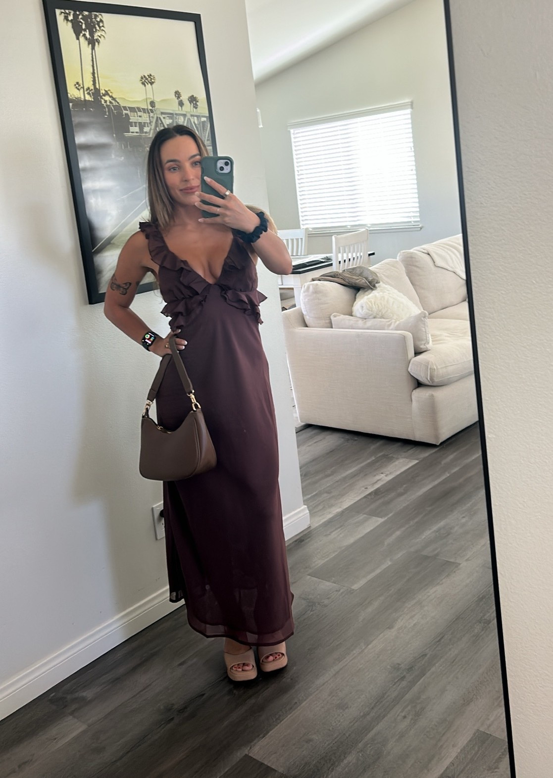 Dress size: US 2 🤎 

I have the same dress in another color in a US 4 and still fits great! The 2 is more snuck around the chest + a little less material

#LTKgrwm #LTKootd #LTKWedding