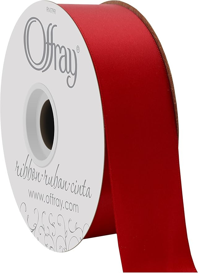 Offray Double Face Satin Craft Ribbon, 1-1/2-Inch Wide by 50-Yard Spool, Red | Amazon (US)