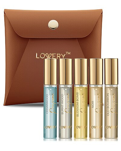 Lovery Travel Cologne Spray For Men, 5pc Woodsy Scented Mini Body Perfumes With Pouch | Gilt & Gilt City