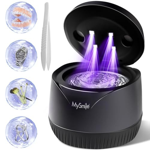 MySmile Ultrasonic Retainer Cleaner, 200ML Denture Cleaner, 45kHz Retainer Cleaner Machine with Digital Timer for Dentures, Aligner, Mouth Guards, Portable Sonic Cleaning Pod for Home, Travel | Amazon (US)