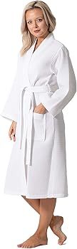 Turkish Linen Waffle Knit Lightweight Kimono Spa & Bath Robes for Women - Quick Dry - Soft | Amazon (US)