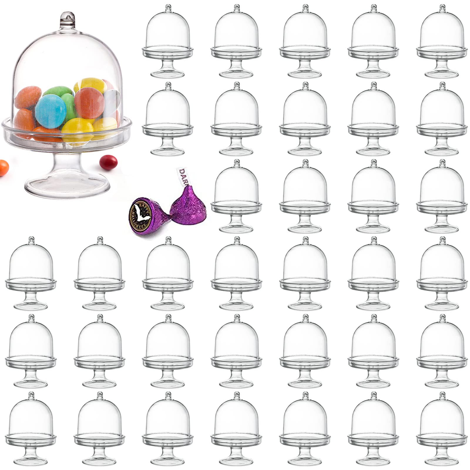 Okllen 36 Pack Mini Cake Plate with Lid, Plastic Cupcake Stand Dome Cover, Clear Small Cake Displ... | Amazon (US)