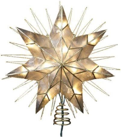 Kurt Adler 12" 7-point Natural Capiz Lighted Tree Topper | Christmas Tree Star Topper | Gold Tree... | Amazon (US)