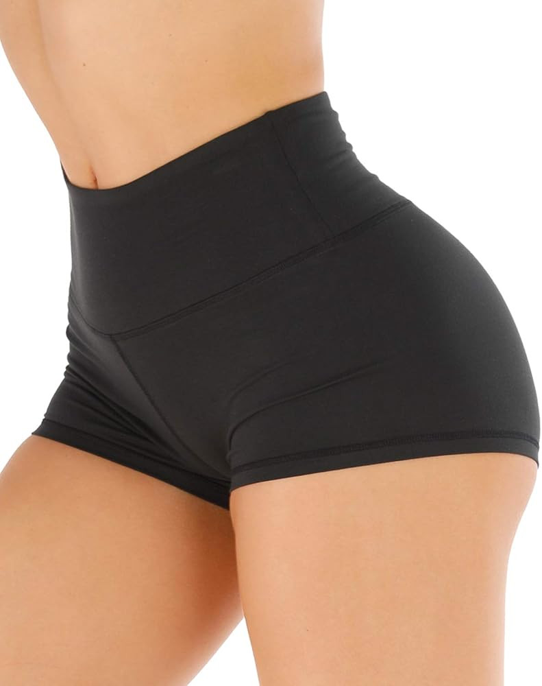 CHRLEISURE Workout Booty Spandex Shorts for Women, High Waist Soft Yoga Shorts | Amazon (US)