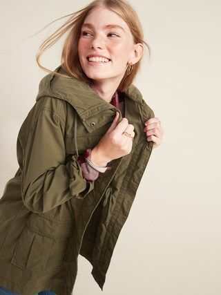 Long Hooded Utility Jacket for Women | Old Navy (US)