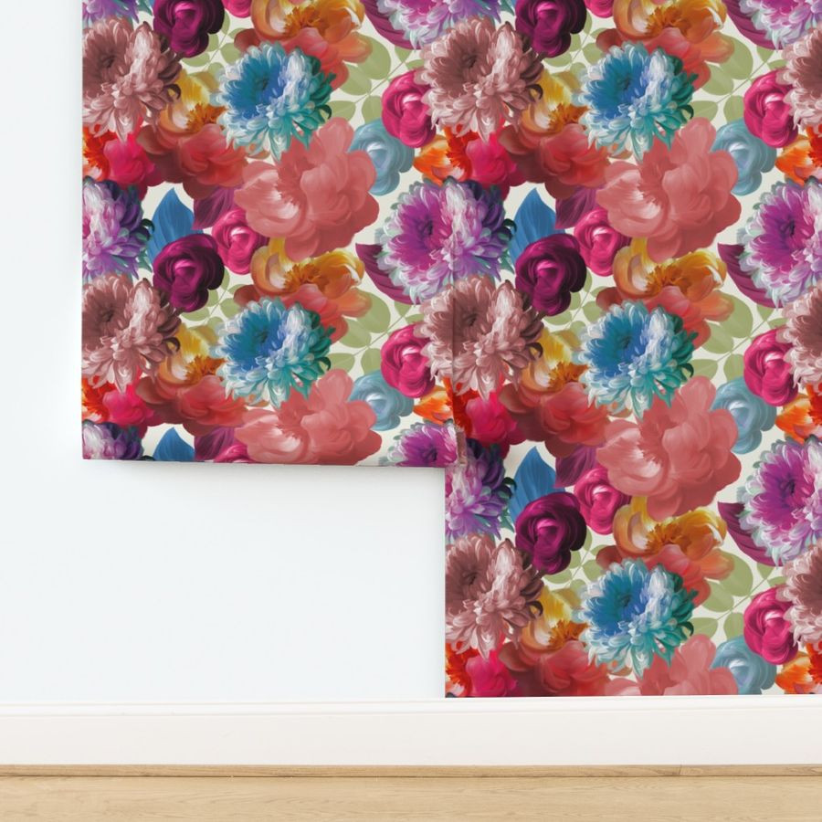 Wallpaper in Speakeasy Floral Plum | Spoonflower