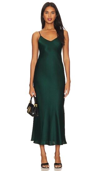 Silk Bias Dress in Malachite Dark Green Dress Emerald Dress Emerald Green Dress Green Midi Dress | Revolve Clothing (Global)