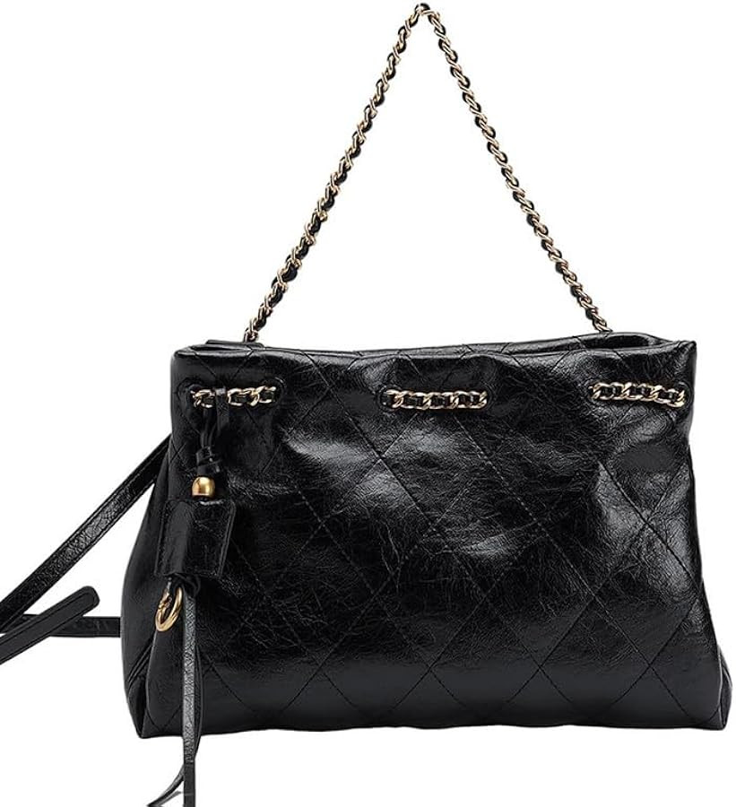 URBAN REVIVO Women\u2018s Quilted Leather Crossbody Bag\uff0c Drawstring Bucket Handbag Purse for... | Amazon (US)