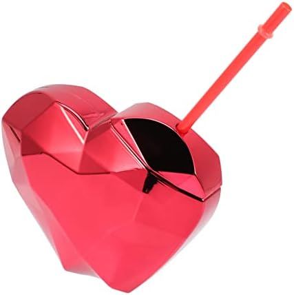 Gadpiparty Heart Shaped Cup with Lid and Straw Plastic Tumblers Cute Sparkly Glitter Cocktail Cup... | Amazon (US)