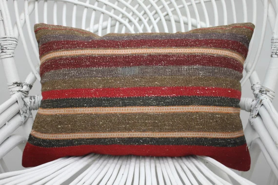 12x18 kelim kissen pillow striped kilim pillow handmade pillow throw pillow indoor pillow 12x18 l... | Etsy (US)