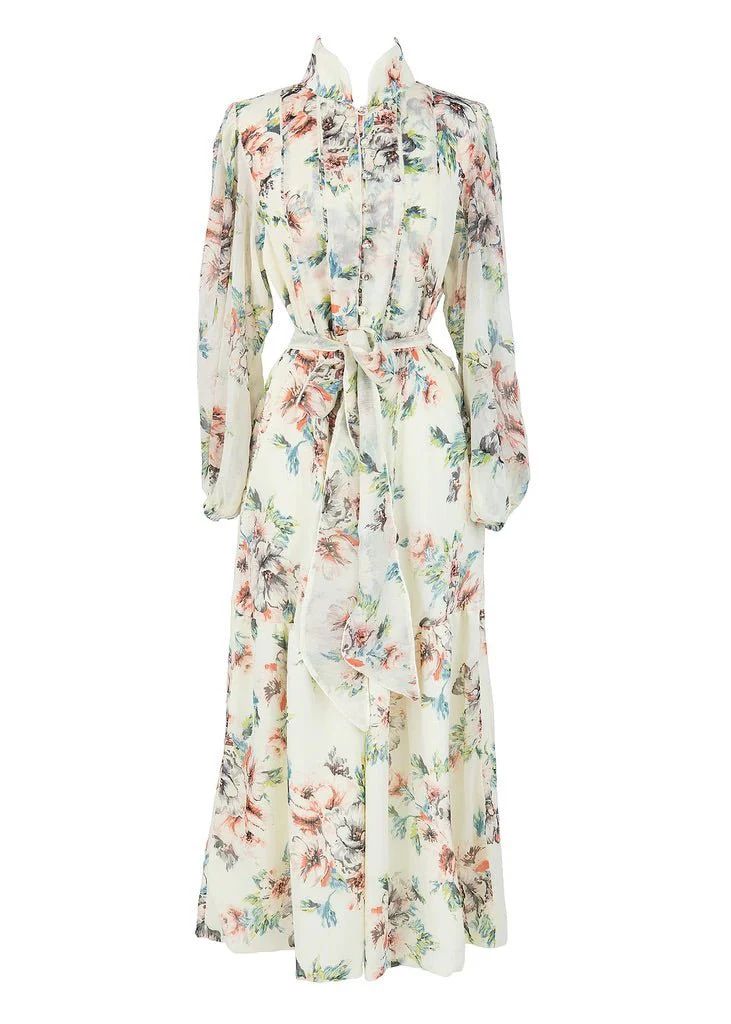 FINAL SALE Athénée Dress | Ivory Floral / Silk Georgette | SUE SARTOR