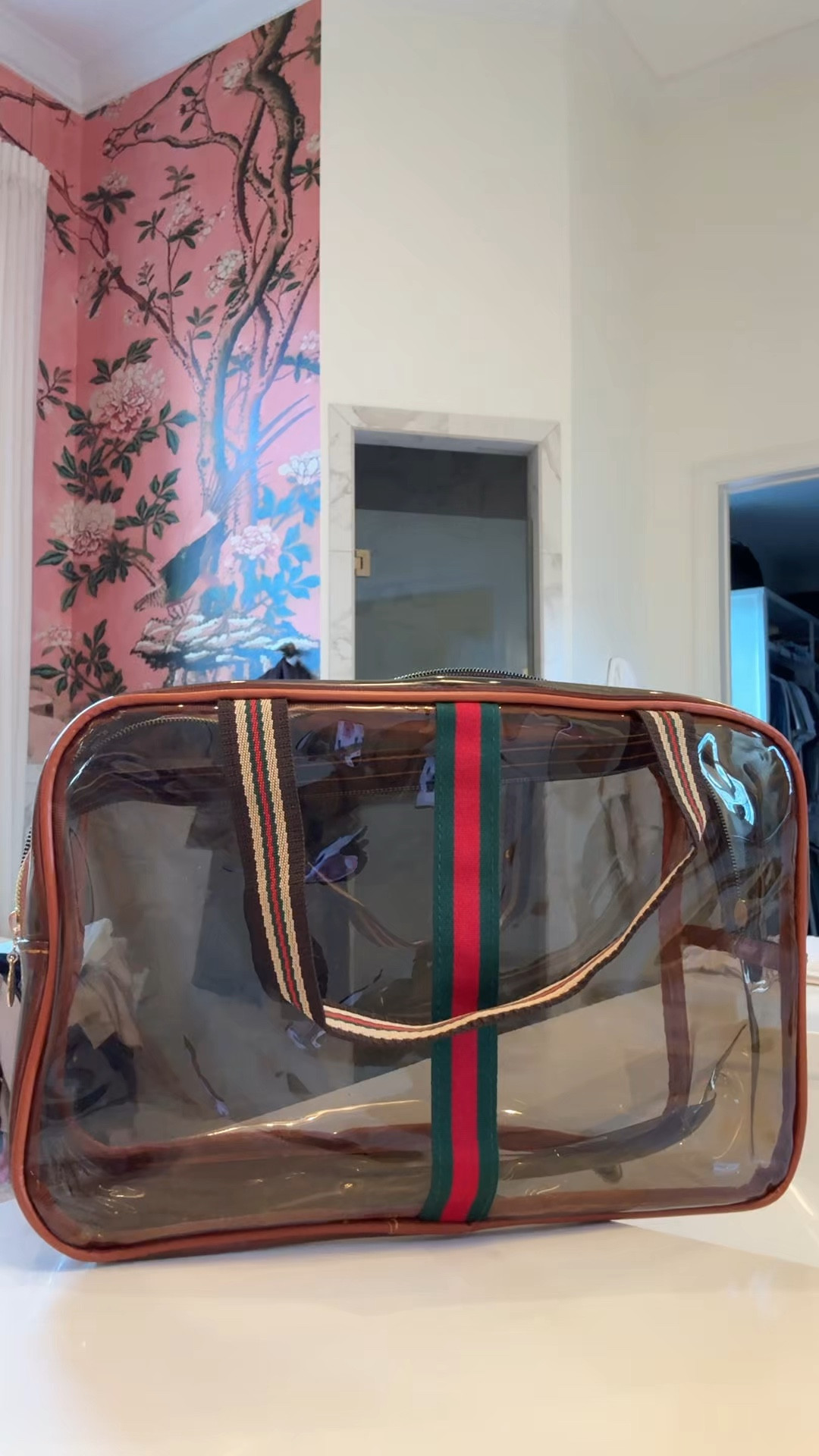 My new favorite toiletrie bag with all my favorite skincare