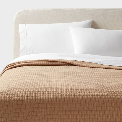 King Jersey Quilt Light Brown - Threshold™: Knitted Coverlet, Heavyweight Fabric, OEKO-TEX Certified | Target