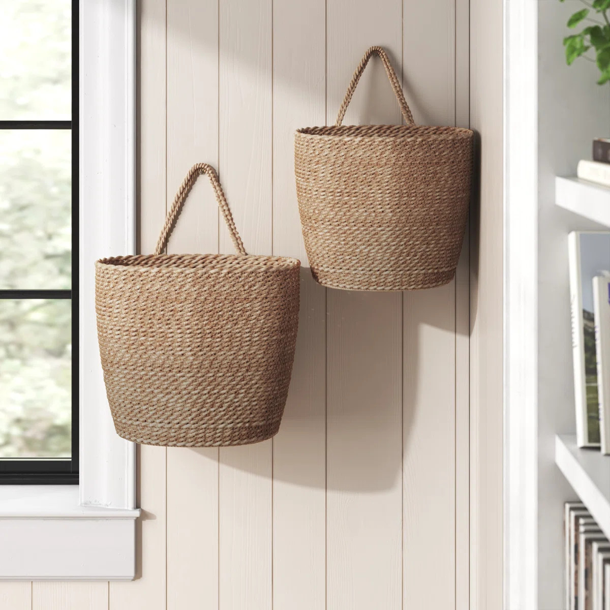 Tall Oval Seagrass Baskets Set of 2 Handwoven Storage 13" H | Wayfair North America