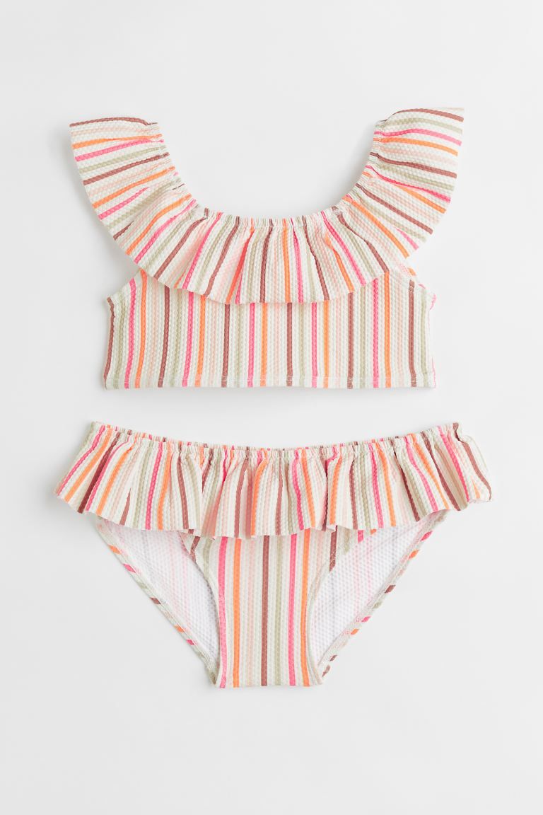 Patterned bikini with a partly lined top and lined briefs. Top with flounce-trimmed neckline with... | H&M (US + CA)