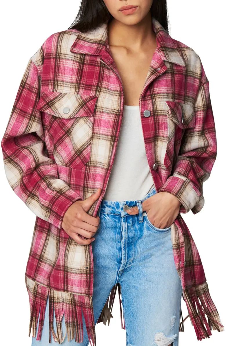 Plaid Fringe Flannel Shirt Jacket | Nordstrom