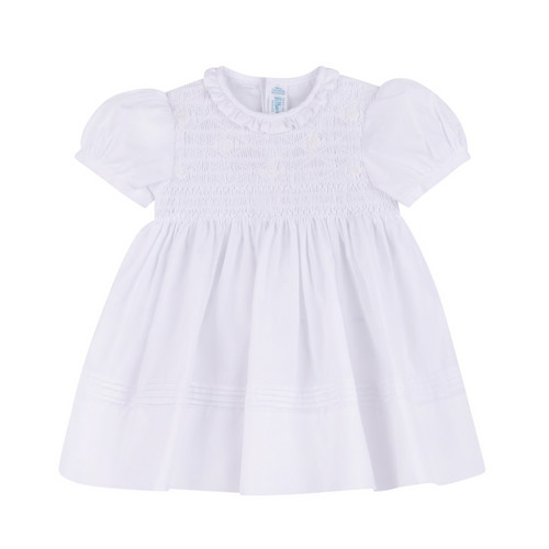 Girls White Floral Smocked Dress | Feltman Brothers