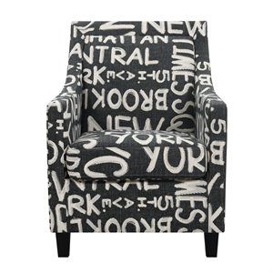 Hines Black-And-White Boroughs Accent Chair with Graphic Print And Padded Back | Cymax