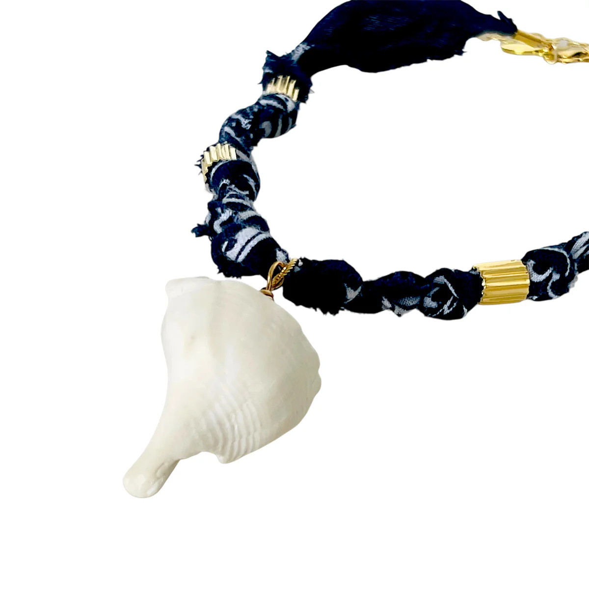 Navy Blue Conch Shell Bandana | SHALLA WISTA STUDIO